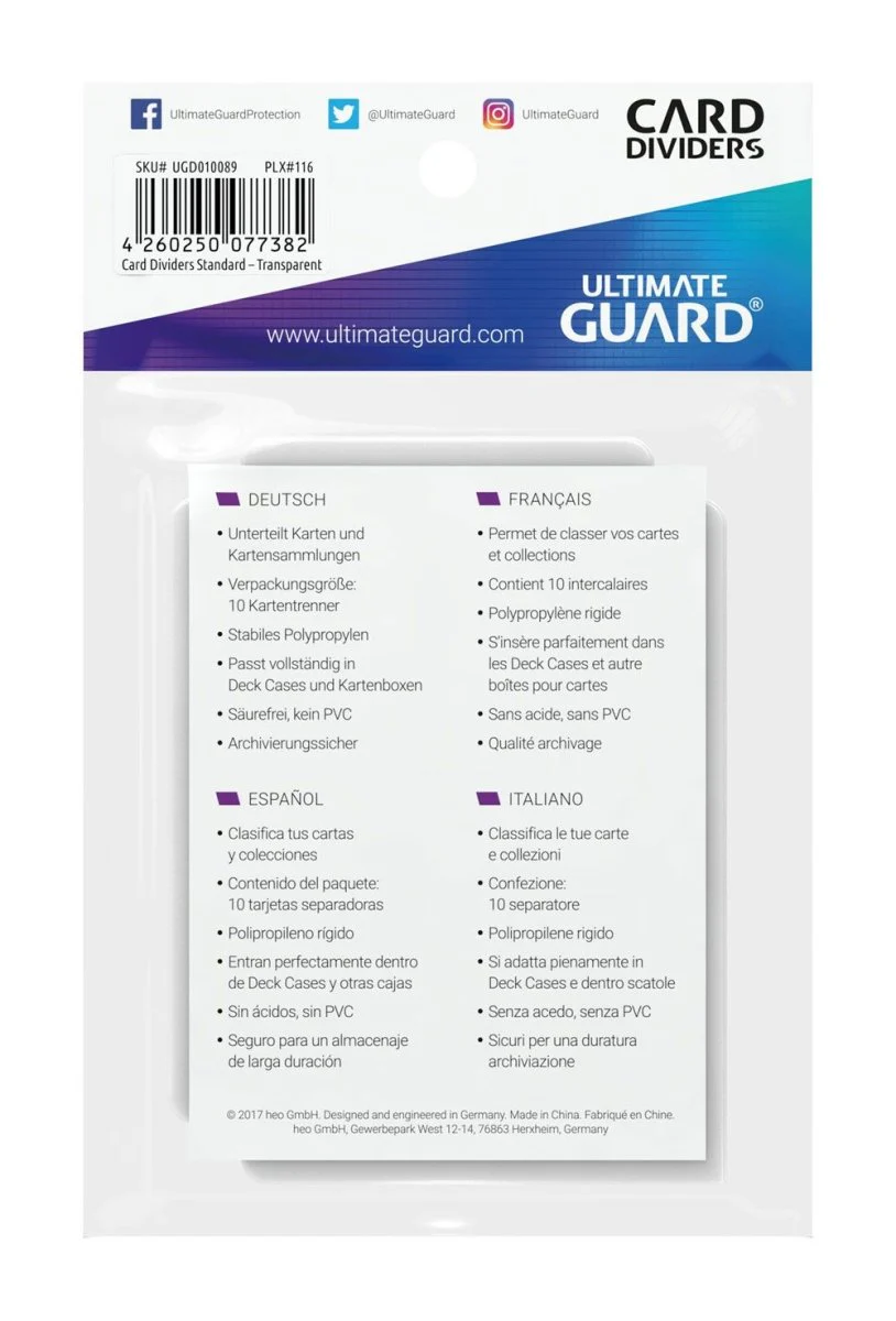 Ultimate Guard Card Dividers Standard Size Transparent (10) - Image 4