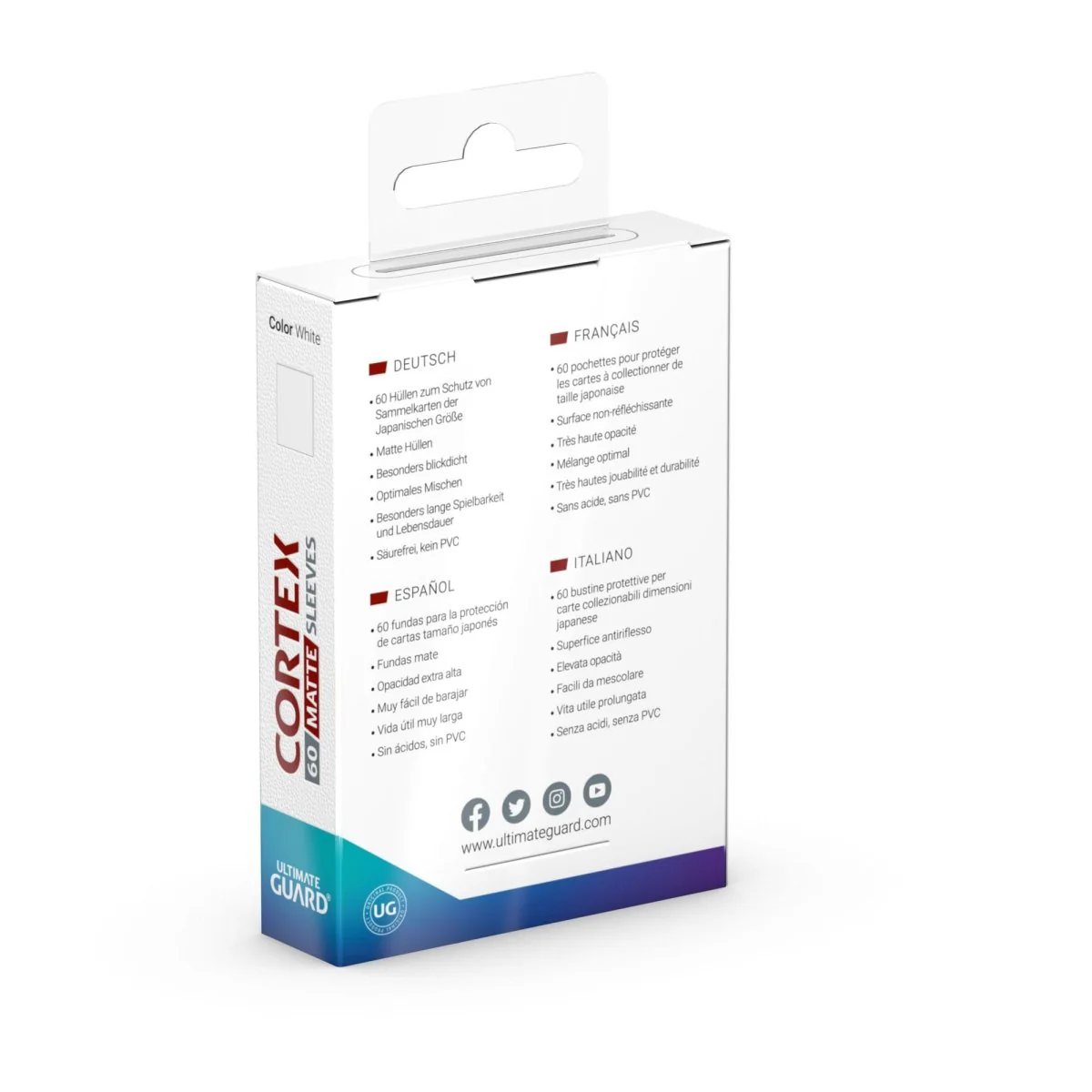 Ultimate Guard Cortex Sleeves Matte Japanese Size (60) - White - Image 4