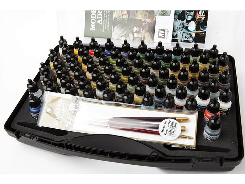 Vallejo Model Air Basic Range Box Set (72 colours + 3 brushes + carry case) - Image 2